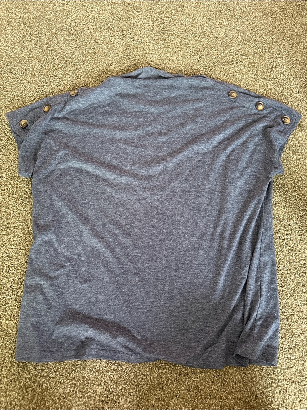 Oversized Button-Shoulder Short Sleeve Tee  Blue